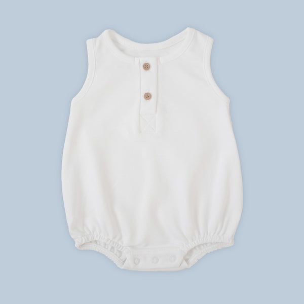 Pañalero de Botones Blanco Nube - algodon pima certificado GOTS - Mae & Mini